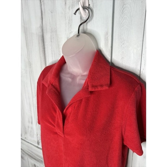 WOMENS BIRDWELL BEACH BRITCHES RED SOFT FRENCH TERRY SHORT SLEEVE POLO SHIRT L - Picture 6 of 13